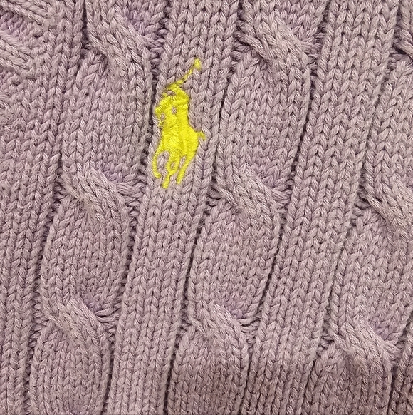 Ralph Lauren Sport Women's Lavender V-Neck Sweater 100% Cotton Size-M - Picture 5 of 11